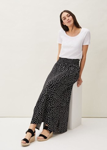 Phase Eight Connie Spot Print Skirts Black/White Australia | IP8651234